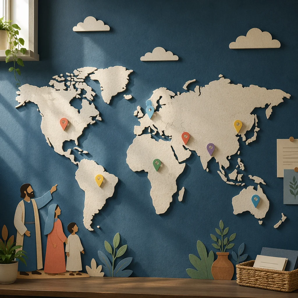 Global Mission Map on Church Wall