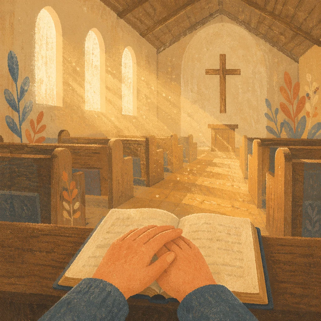 Golden Light Rays in Quiet Chapel