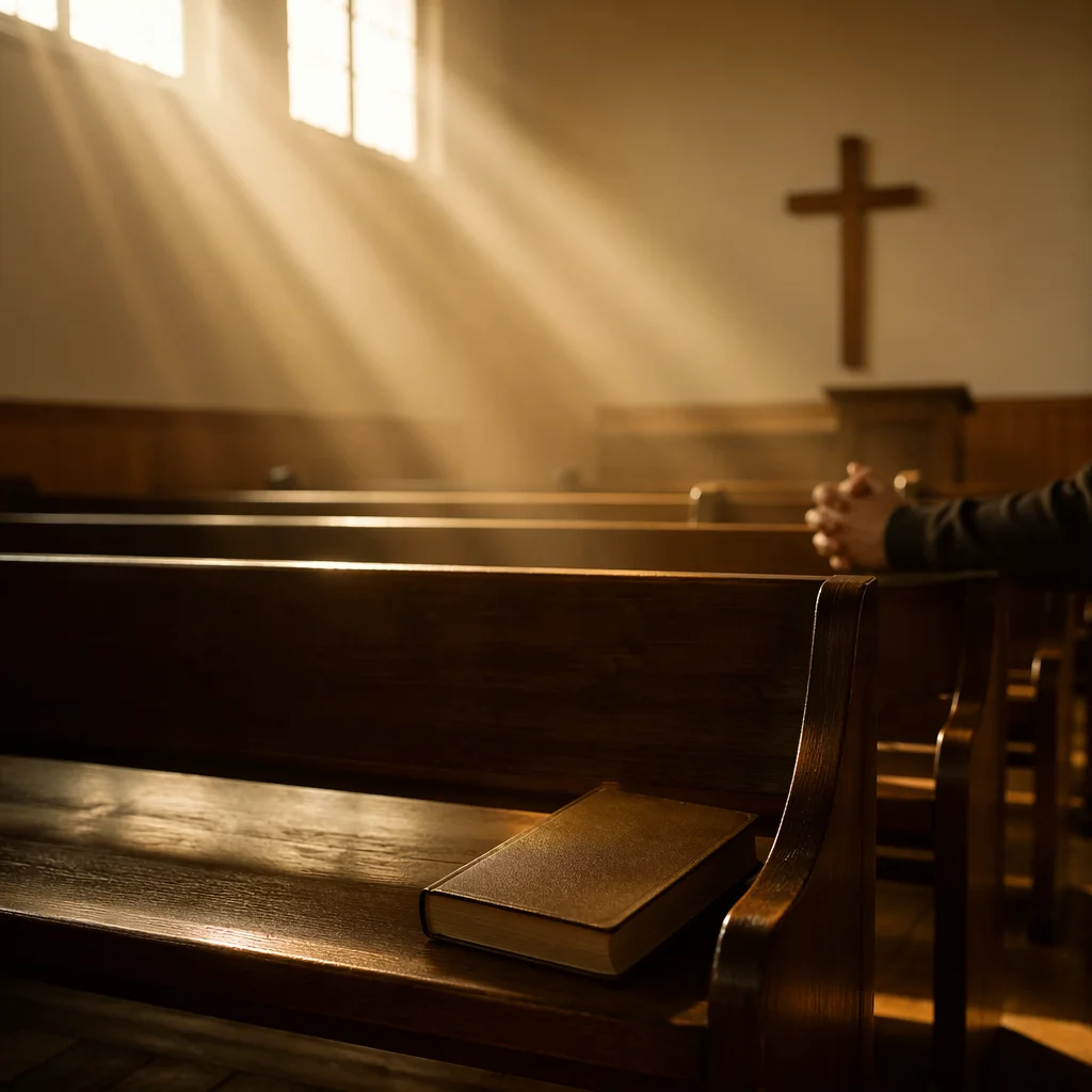 Golden Sunrise Rays in Quiet Chapel