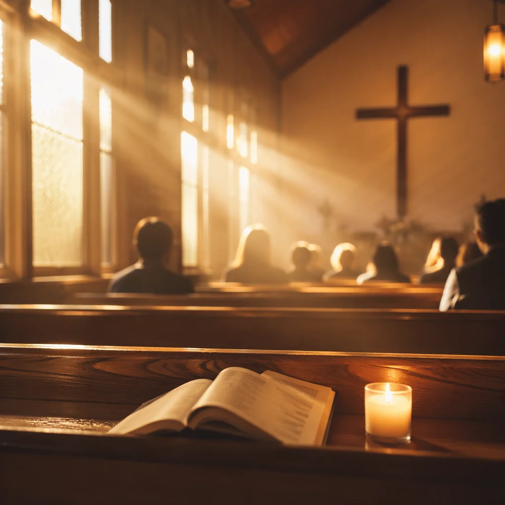 Golden Light Rays in Chapel Interior