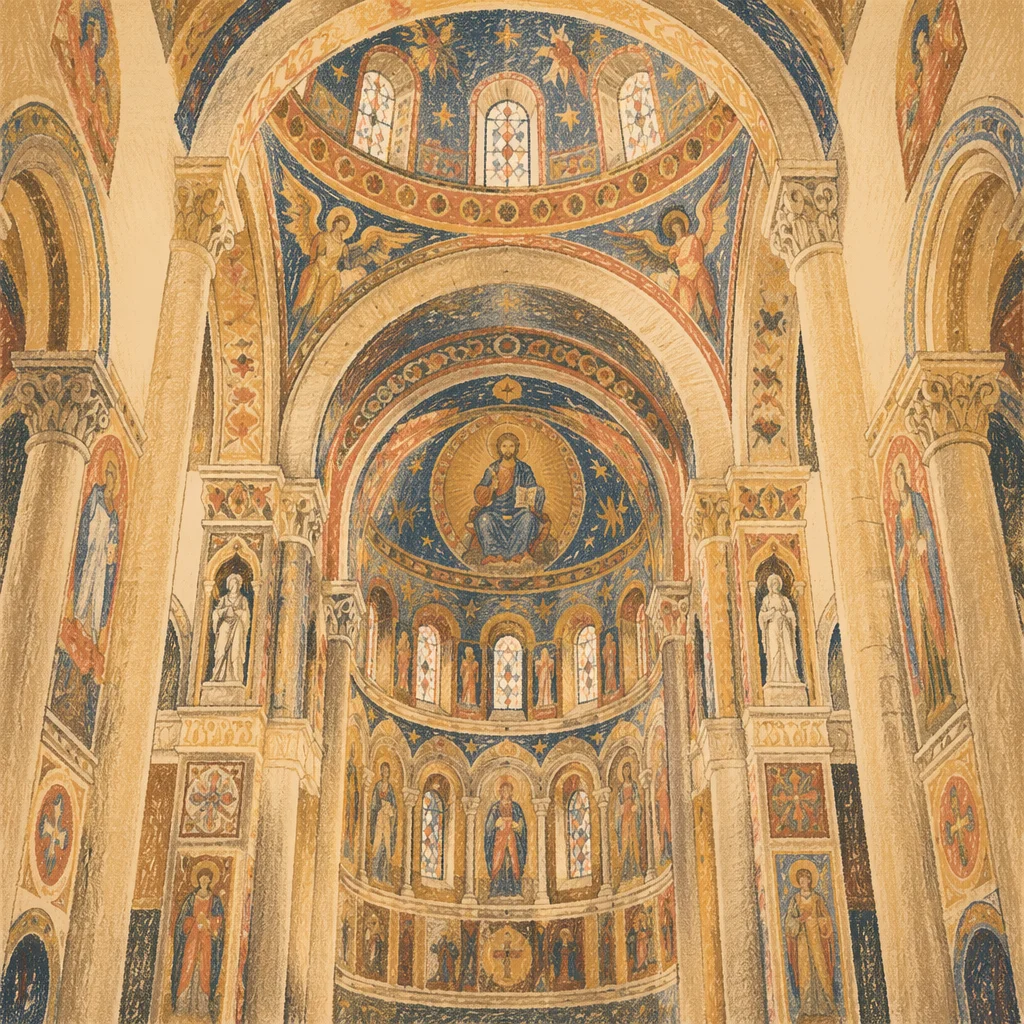 Gothic Church Vaulted Ceiling Interior