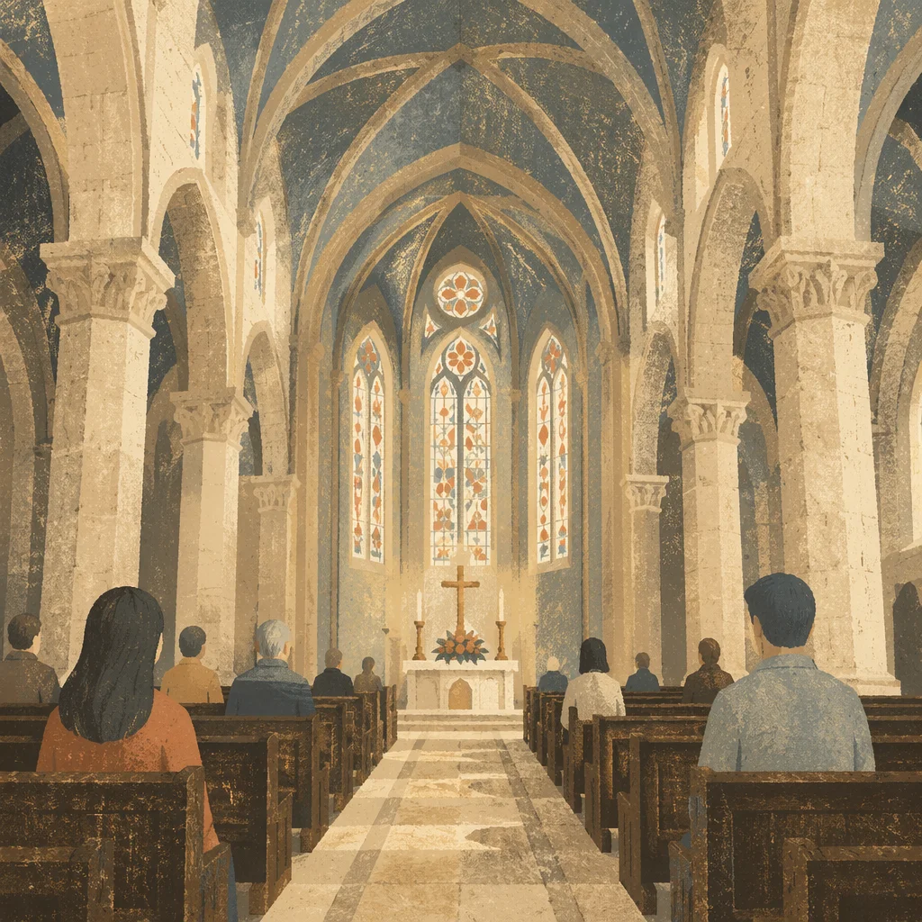 Gothic Church Nave with Soaring Vaults