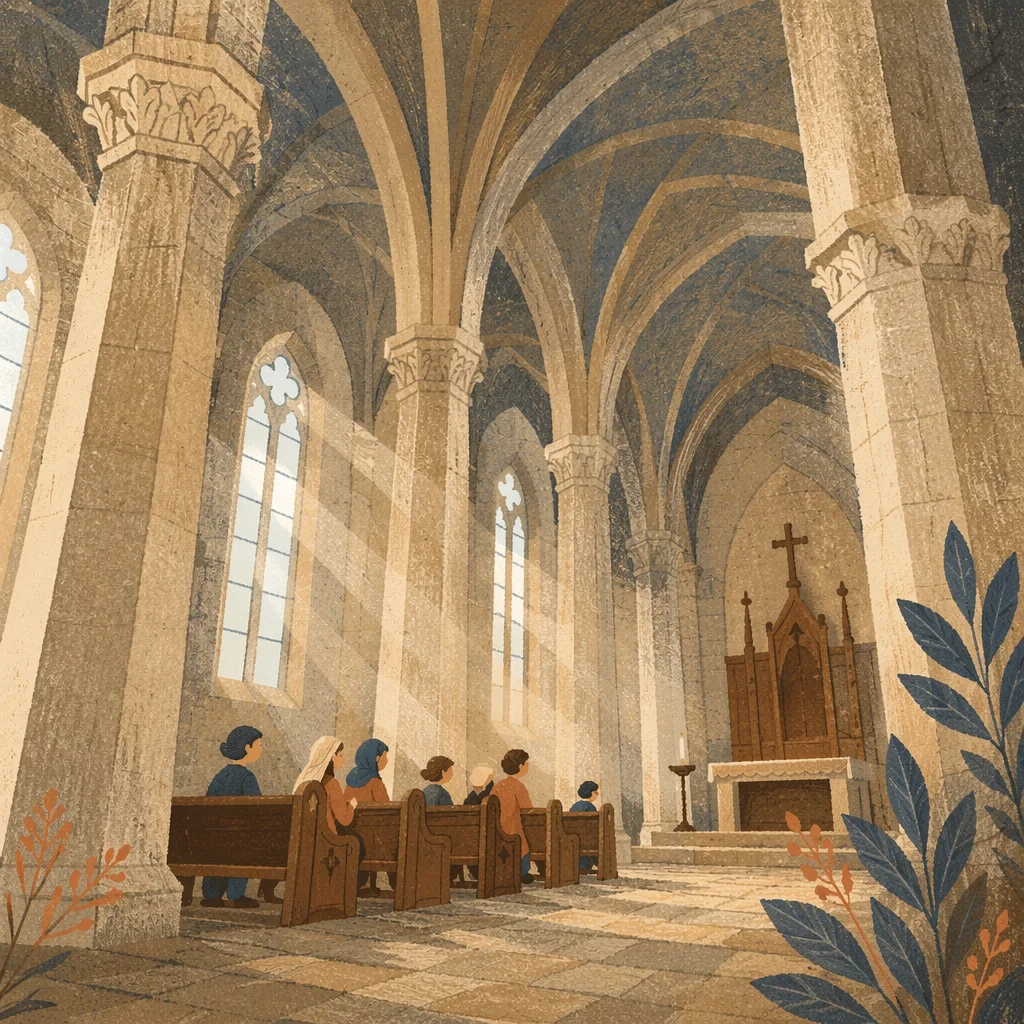 Gothic Church Vaults in Reverent Light