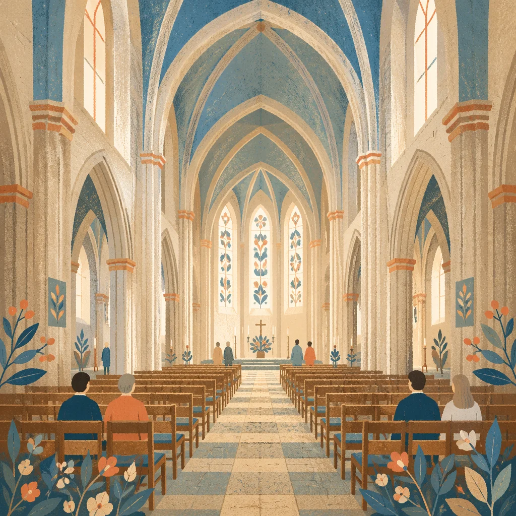 Gothic Church Nave with Soaring Vaults