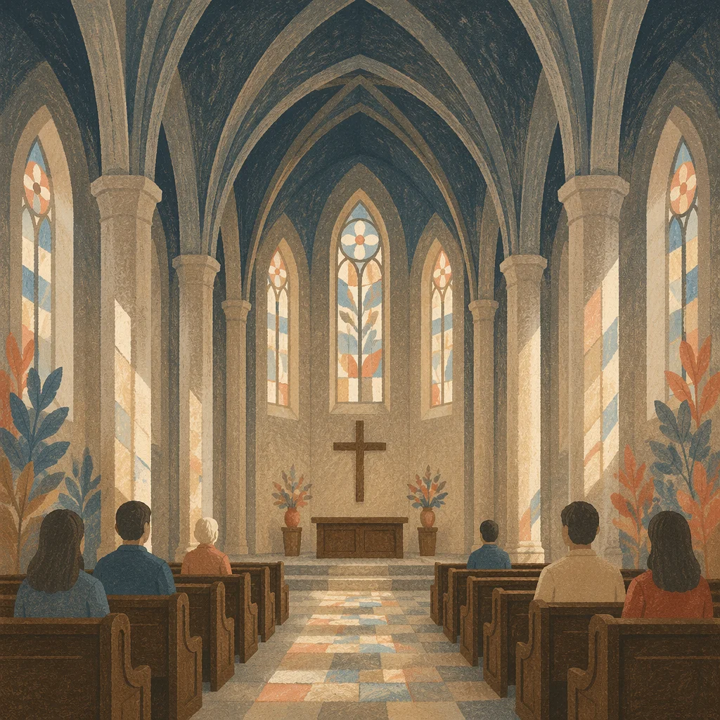 Gothic Church Interior With Soaring Vaults
