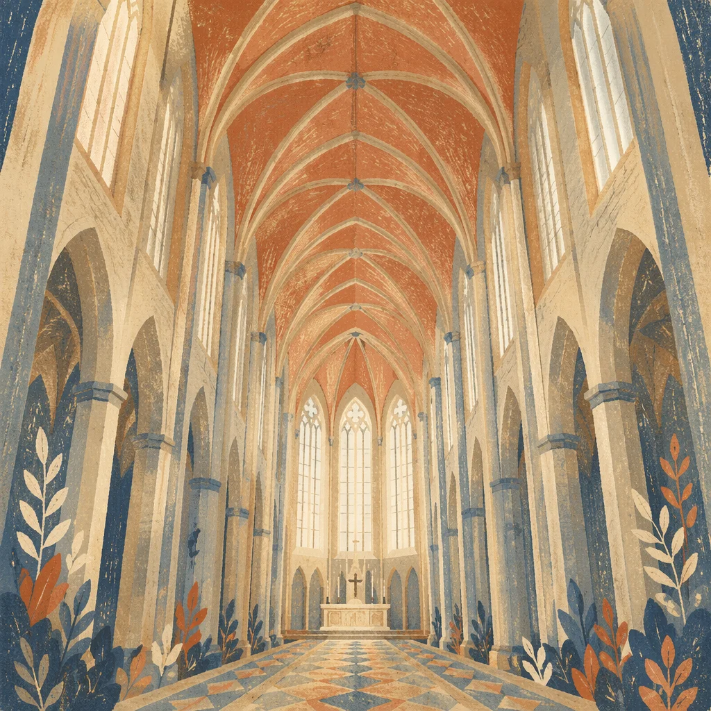 Gothic Church Nave With Soaring Ceiling