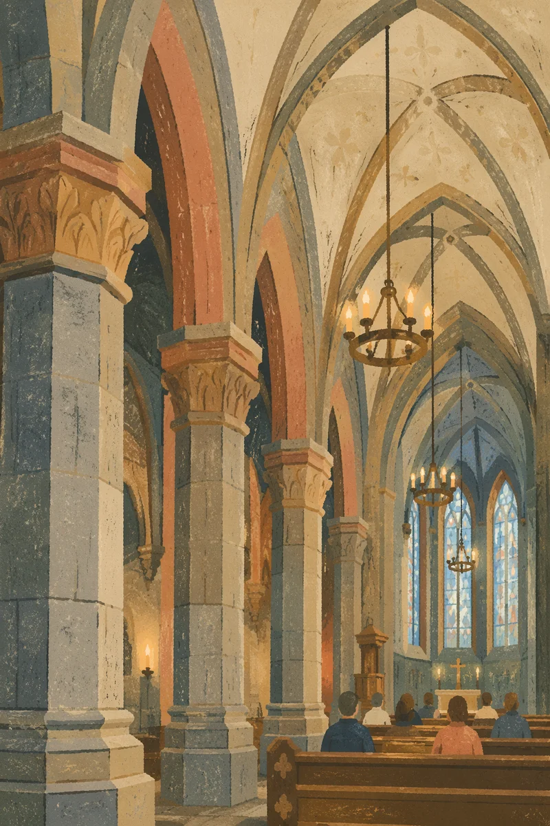 Gothic Church Nave with Soaring Vaults