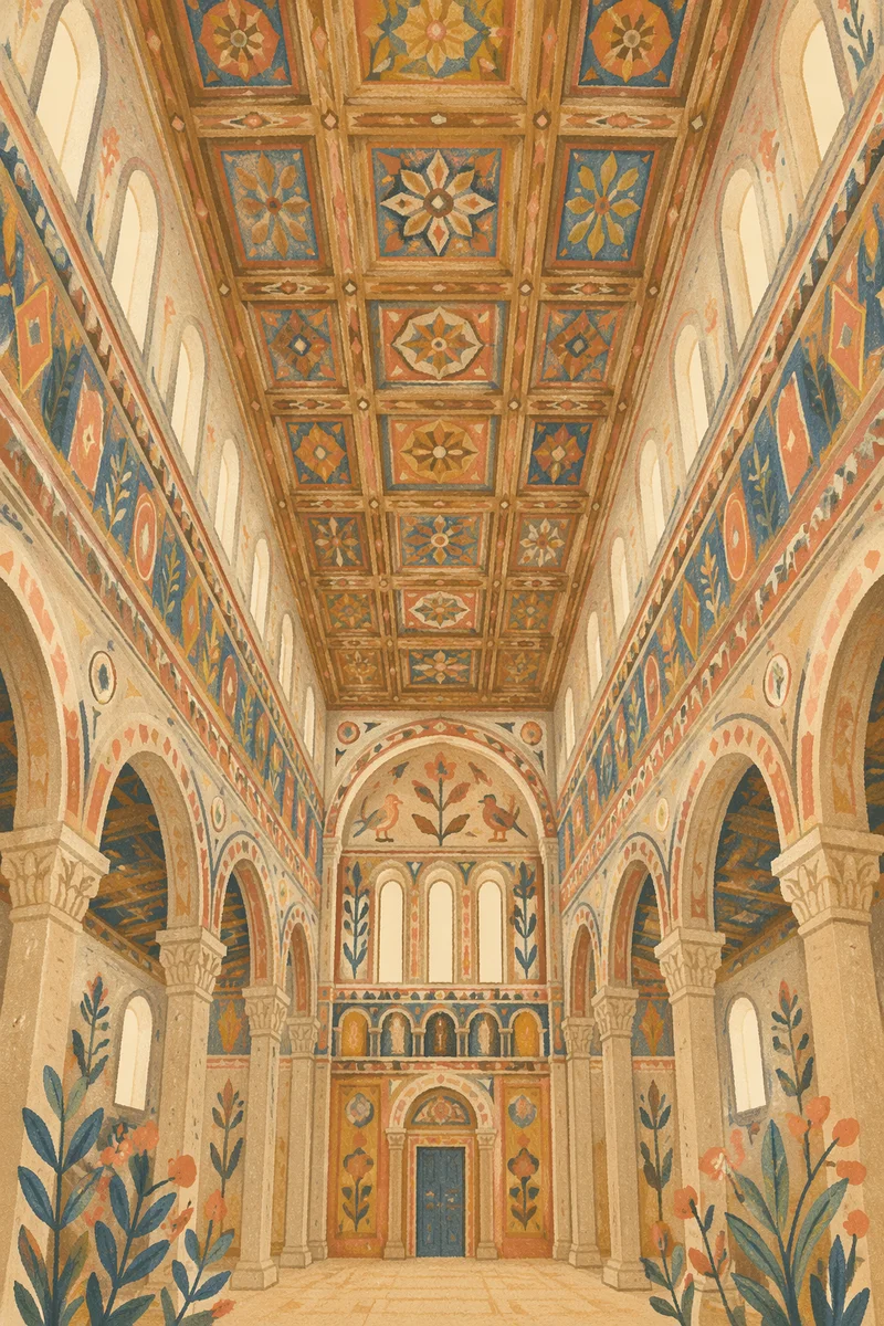 Gothic Church Nave With Ornate High Ceiling
