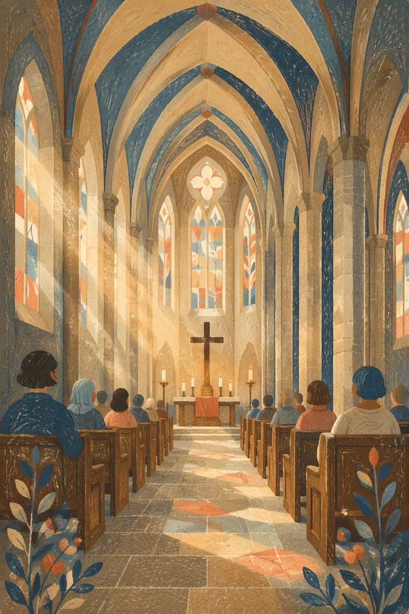 Gothic Church Nave With Vaulted Ceiling