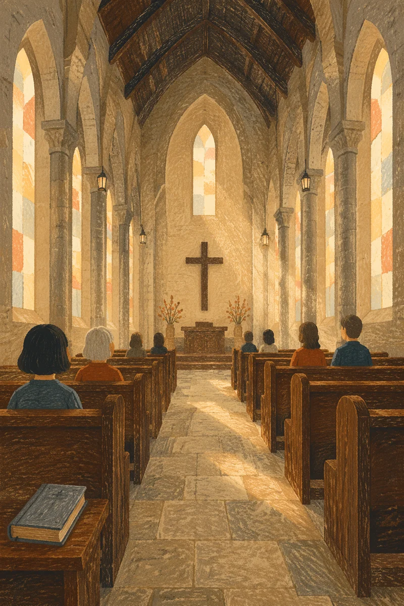 Gothic Church Interior in Morning Light