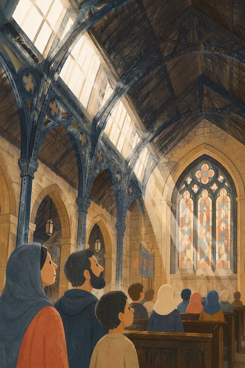 Gothic Church Ceiling with Radiant Skylight