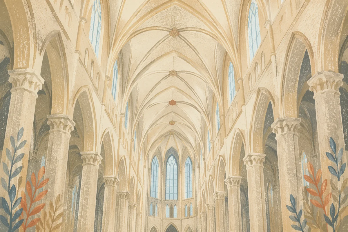 Gothic Church Nave with Soaring Vaults