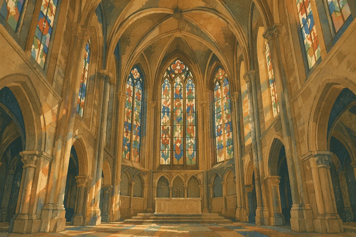 Gothic Church Vaulted Ceiling Interior