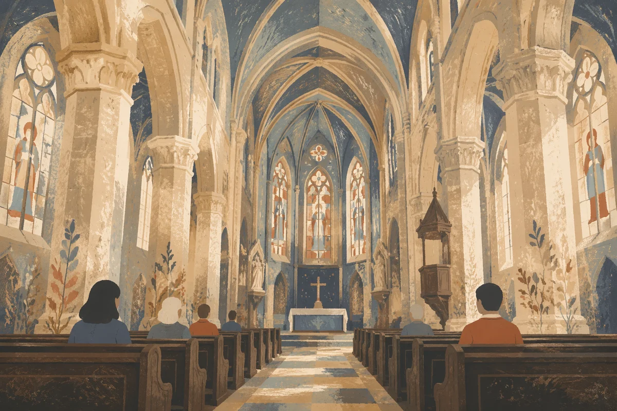 Gothic Church Nave With Soaring Vaulted Ceiling