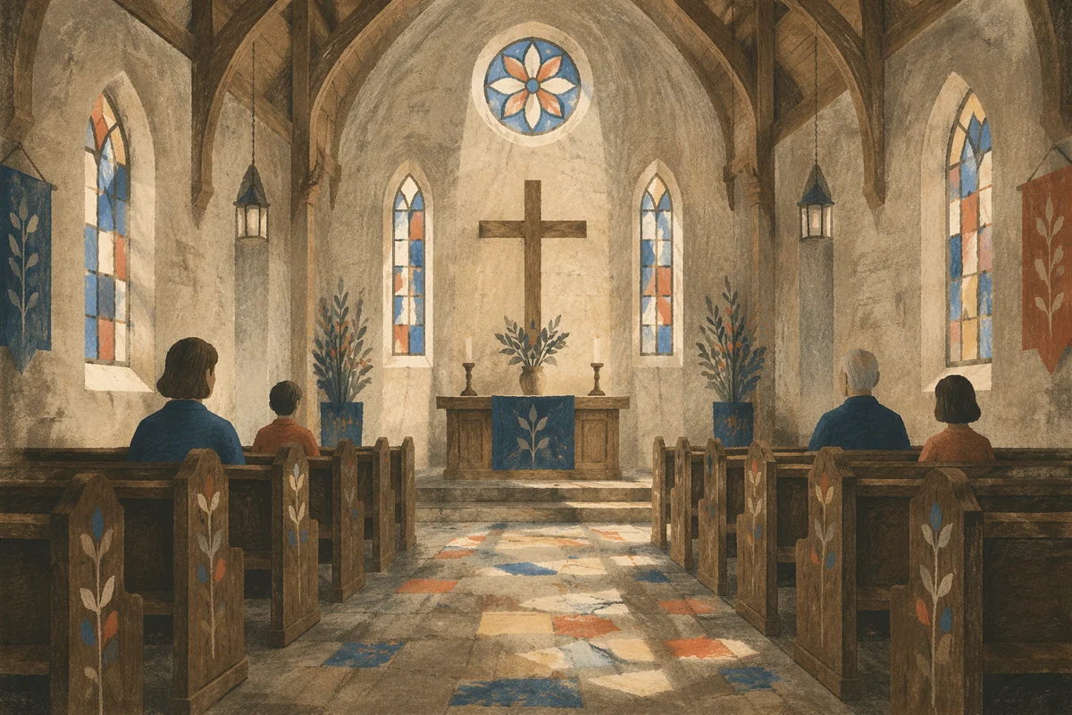 Gothic Church Interior with Soaring Vaults