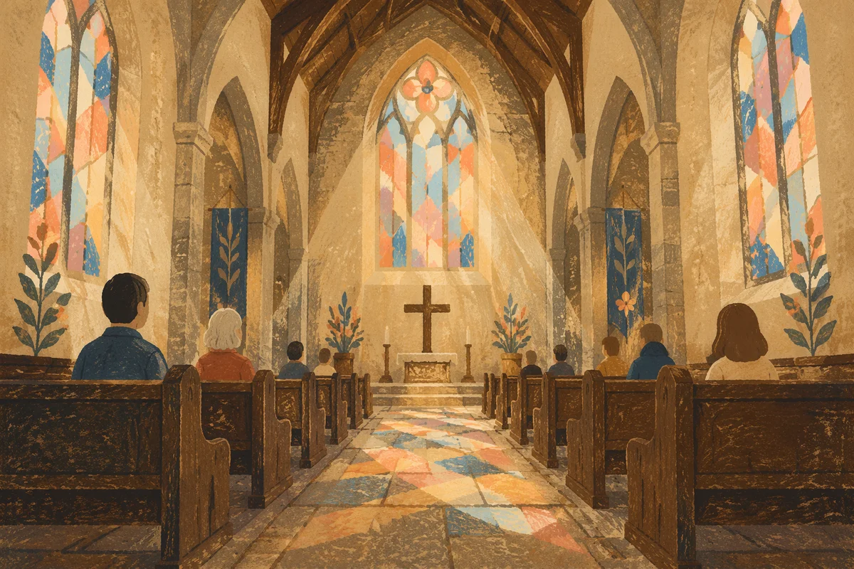 Gothic Church Interior With Vaulted Ceiling