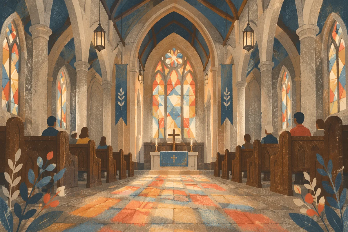 Gothic Church Interior with Soaring Vaults