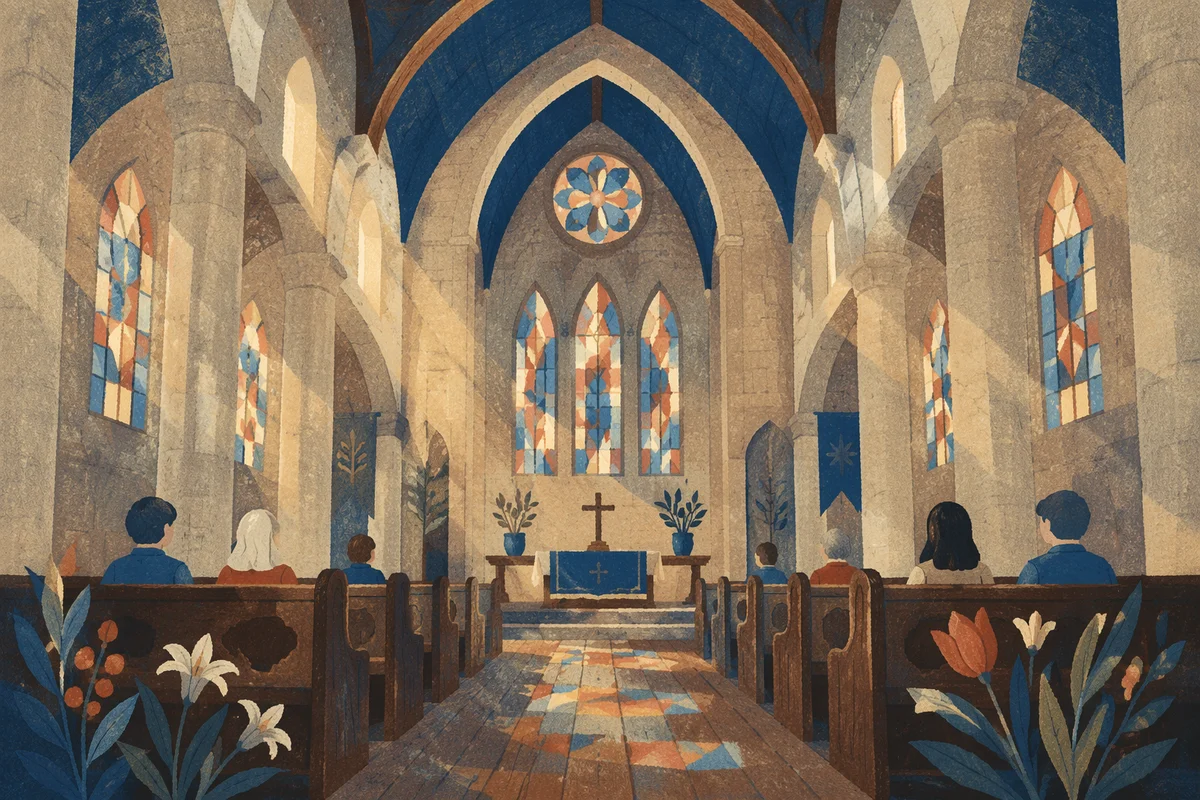 Gothic Church Sanctuary With Soaring Vaults