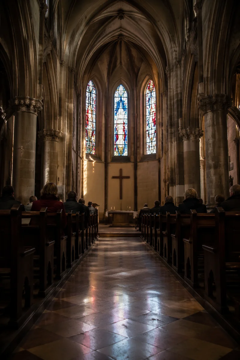 Gothic Church Interior with Vaulted Ceiling
