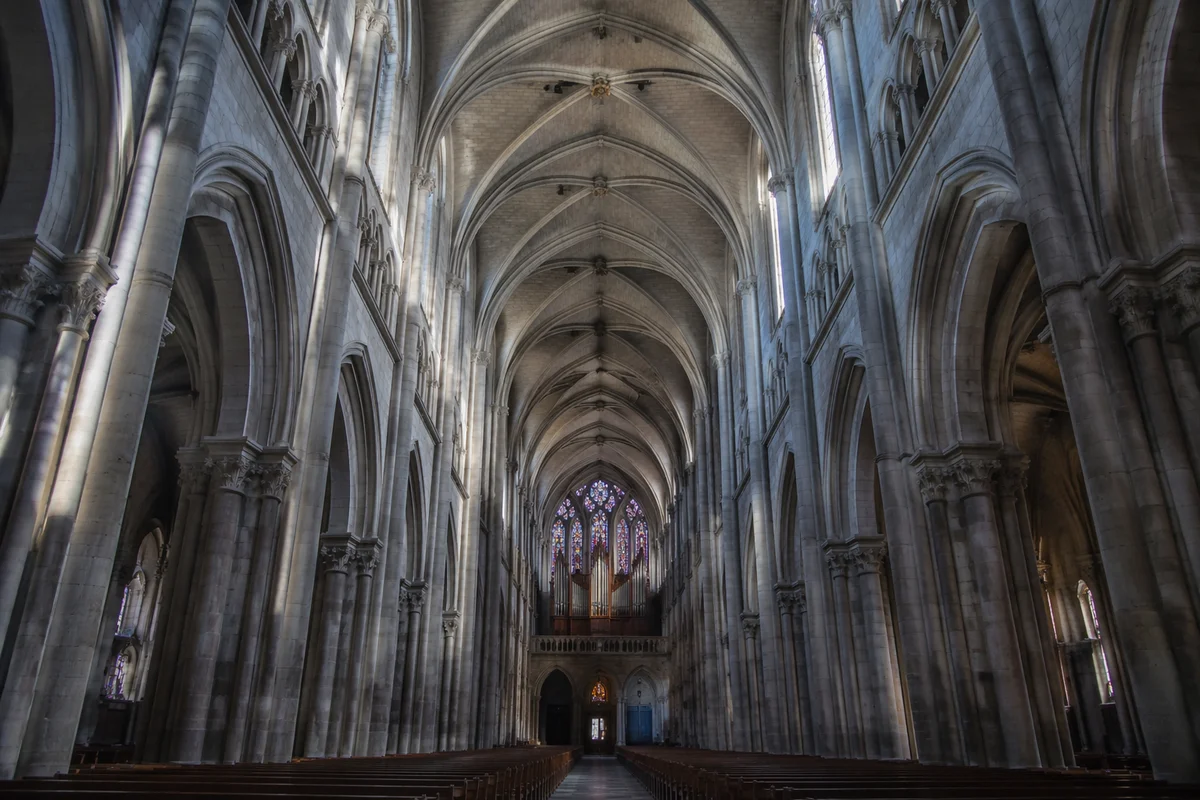 Soaring Gothic Church Nave Interior