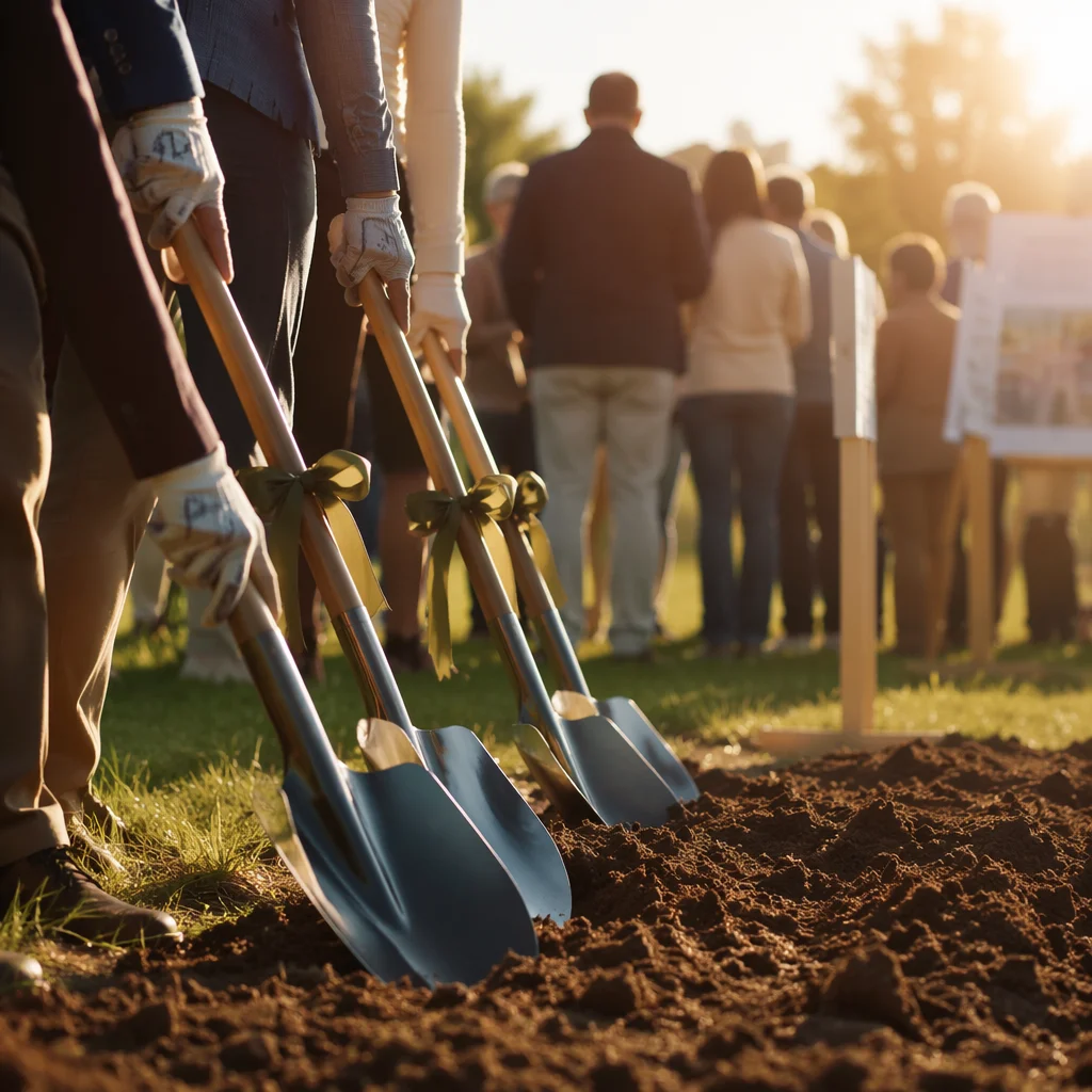 Church Groundbreaking Ceremony at Golden Hour