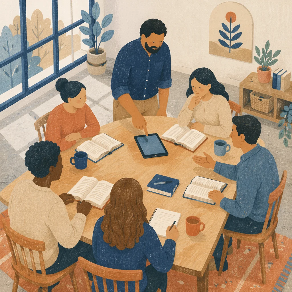 Small Group Scripture Discussion Around Table