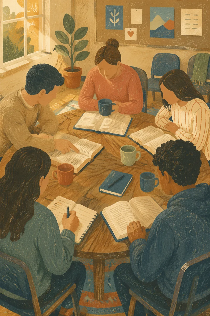 Warm Scripture Study Group Around Table