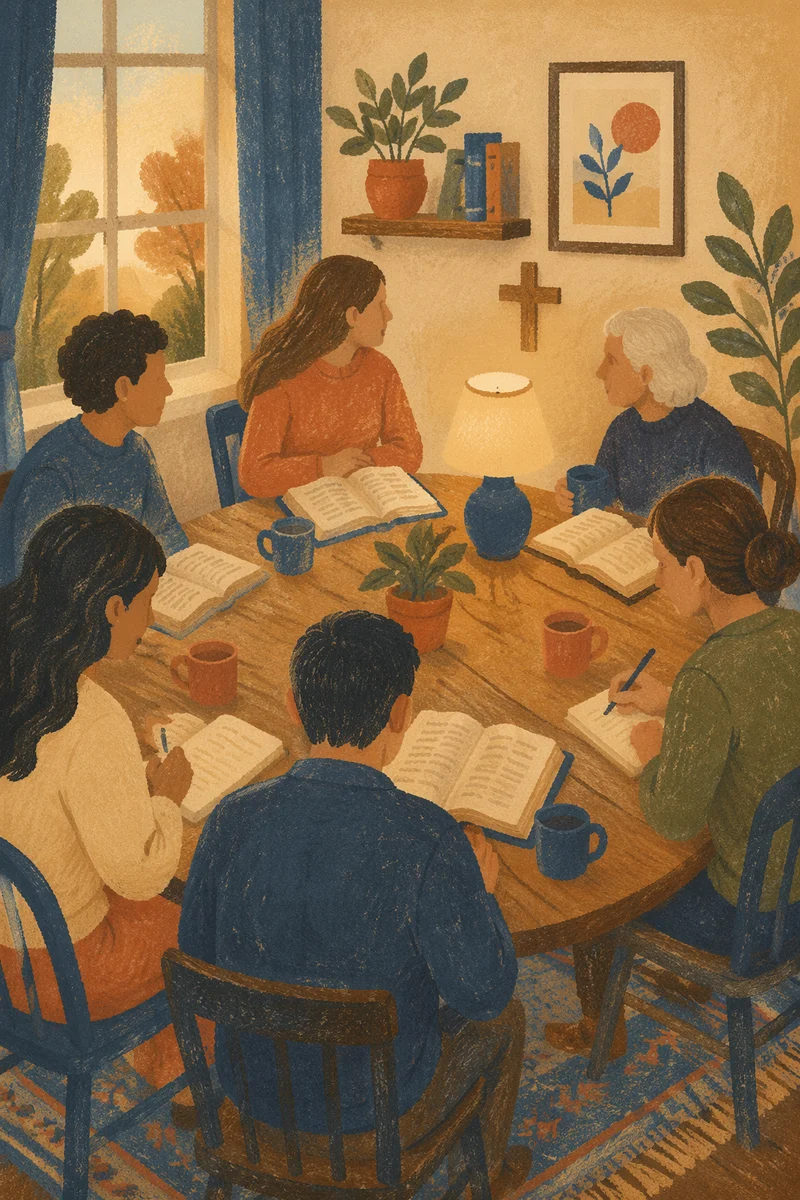 Cozy Church Study Group Around Table