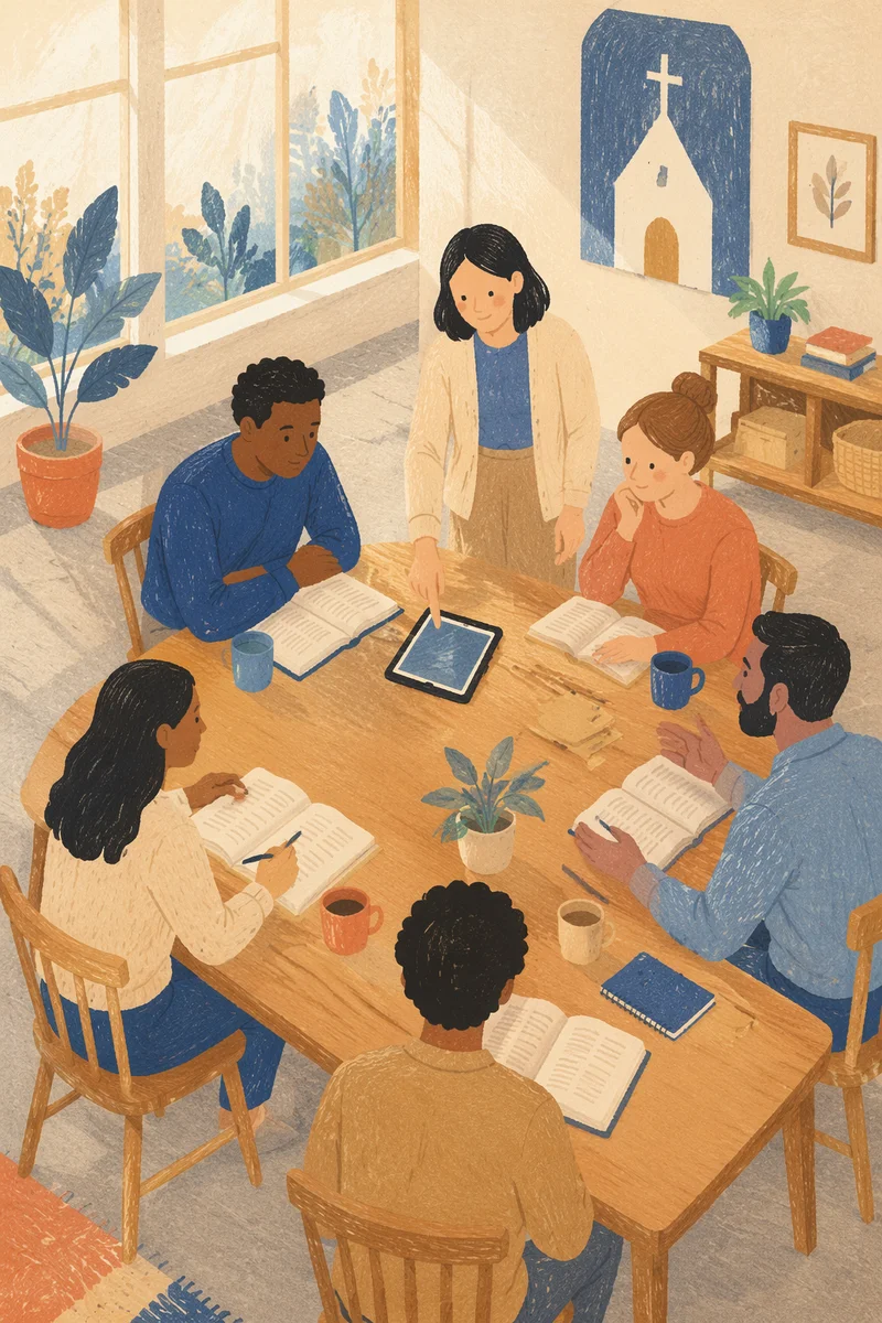 Church Study Group Discussing Scripture Together