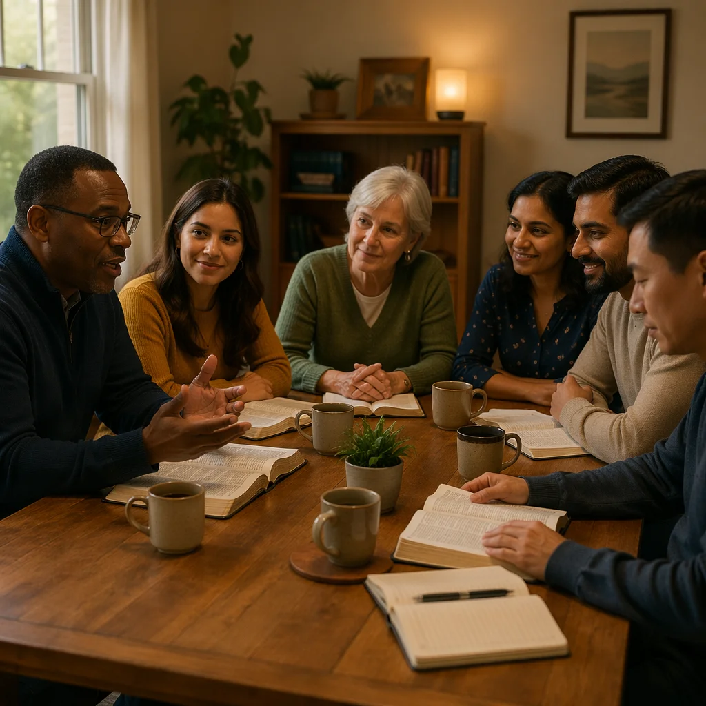 Small Group Bible Study Around Table