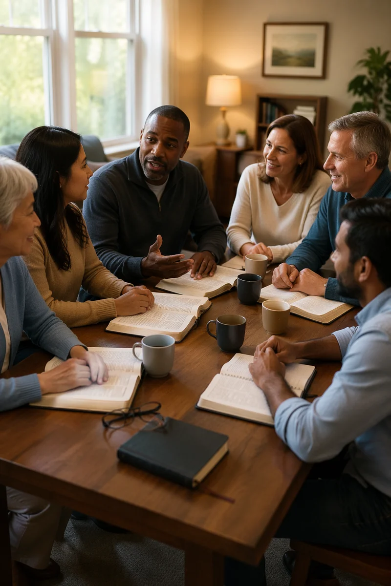 Small Group Bible Study Around Table