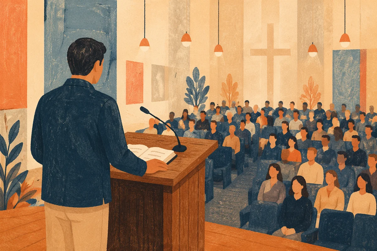 Guest Speaker at Church Conference Podium