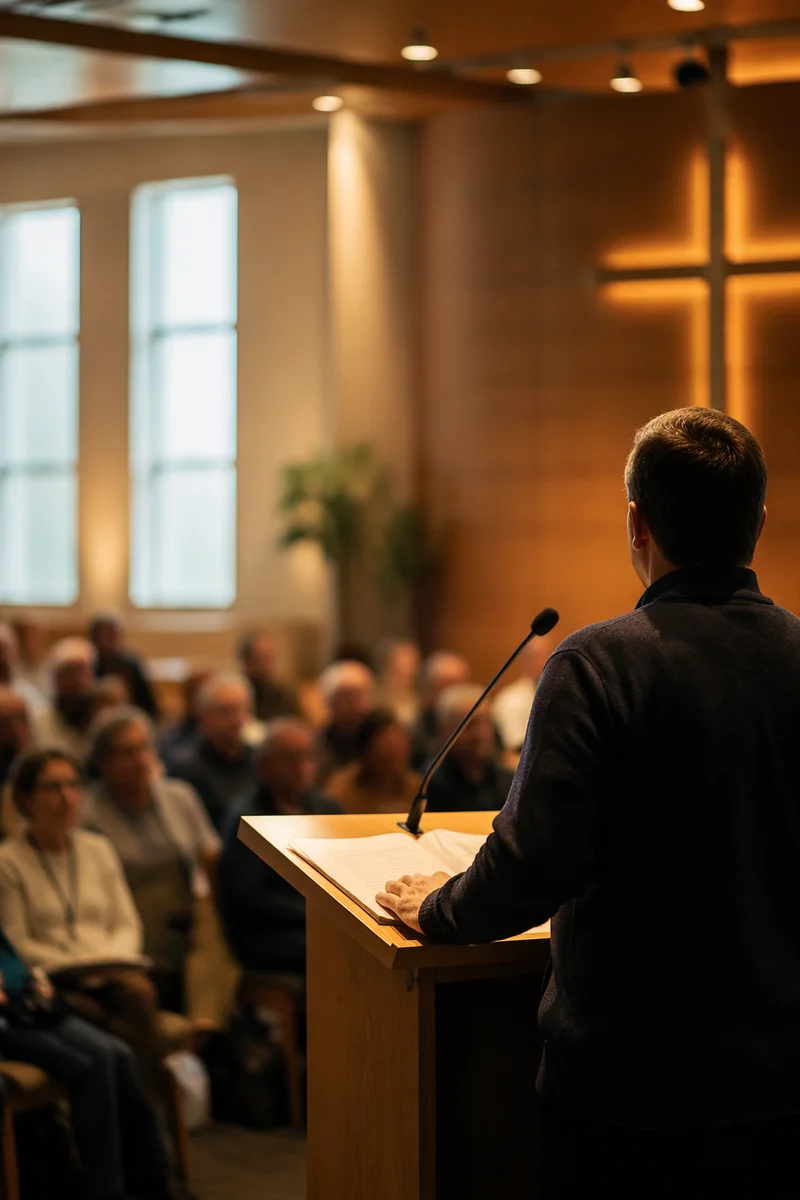 Guest Speaker at Church Conference Podium