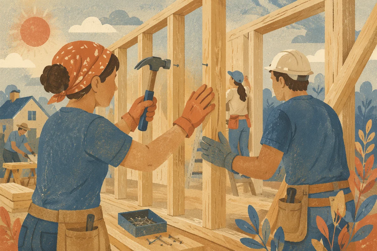 Church Volunteer Habitat Build with Hammer