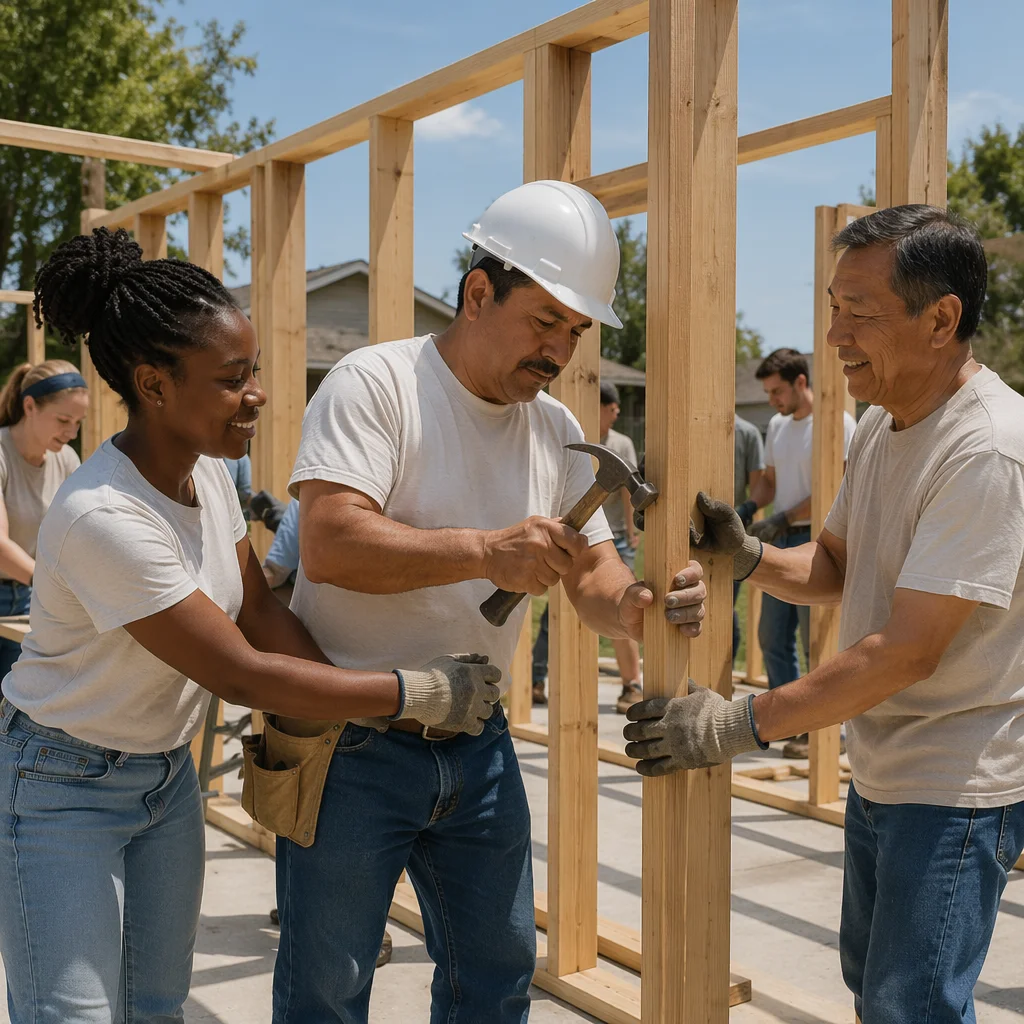 Church Volunteers Building a Family Home