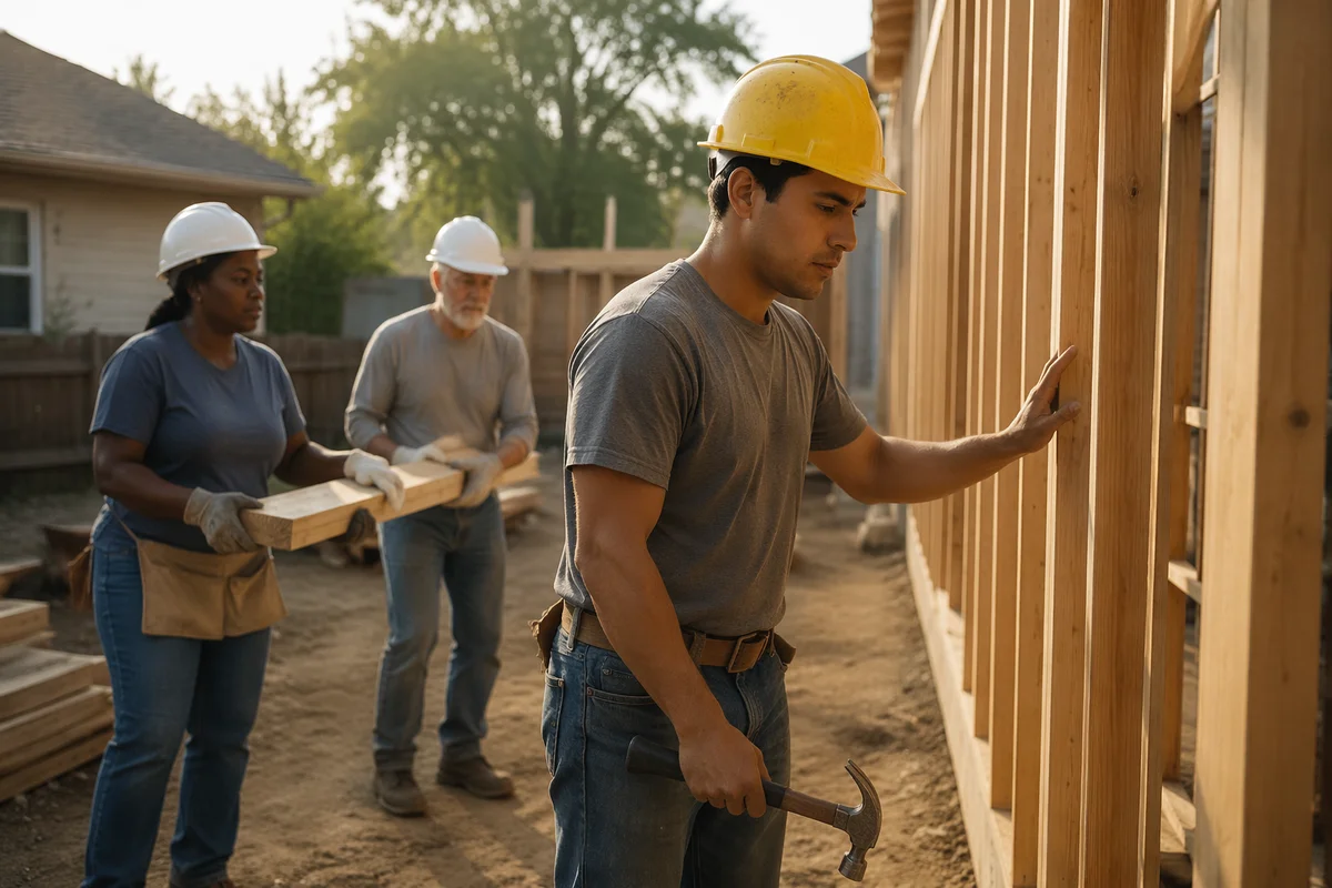 Church Volunteers Working at Construction Site