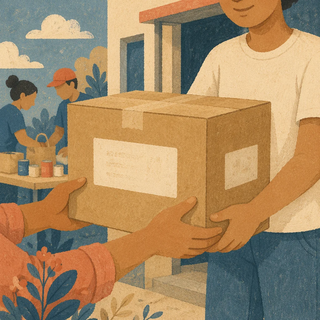 Hands Sharing Food Outreach Donation Box