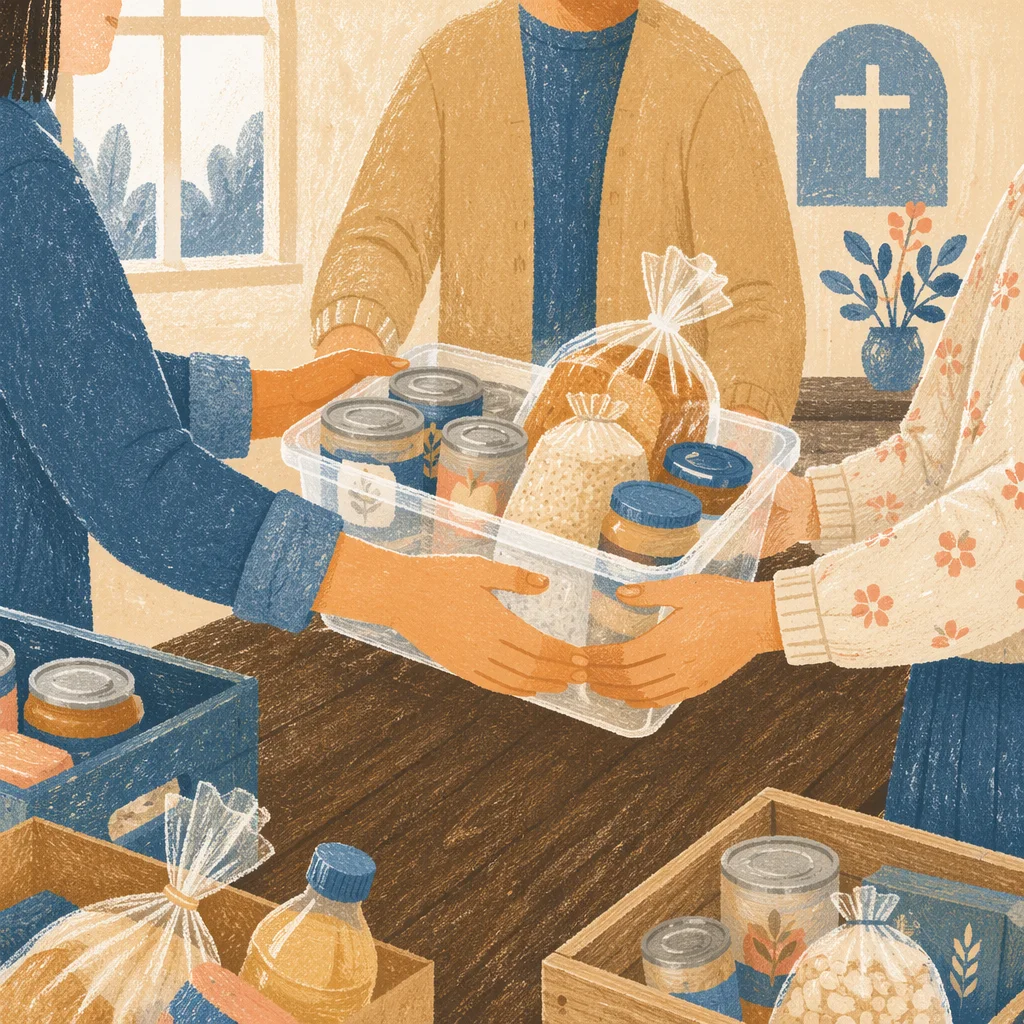 Church Hands Sharing Food Outreach Supplies