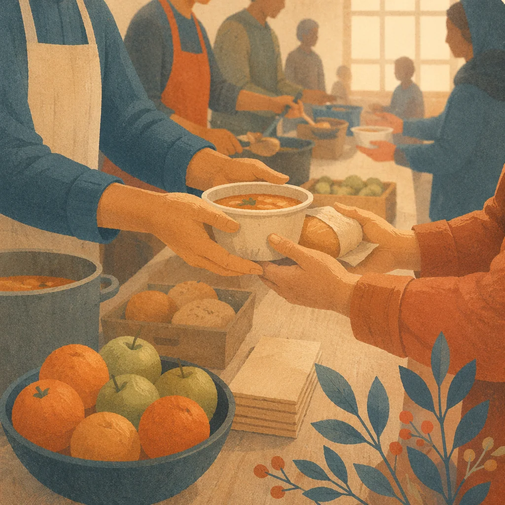Hands Sharing Meals in Church Outreach