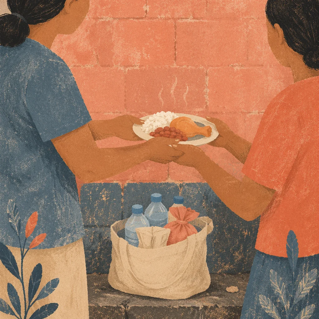 Church Outreach Food Handoff in Community