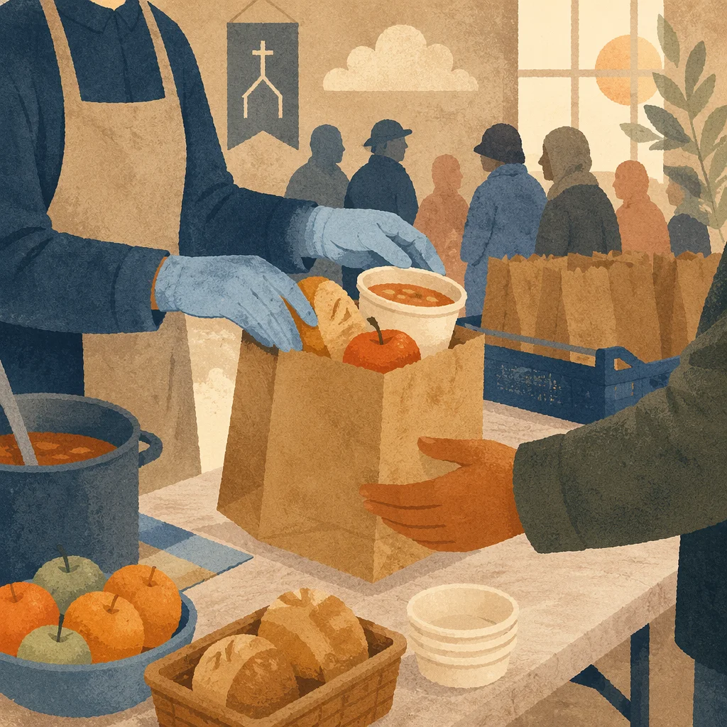 Church Outreach Hands Sharing Warm Meals