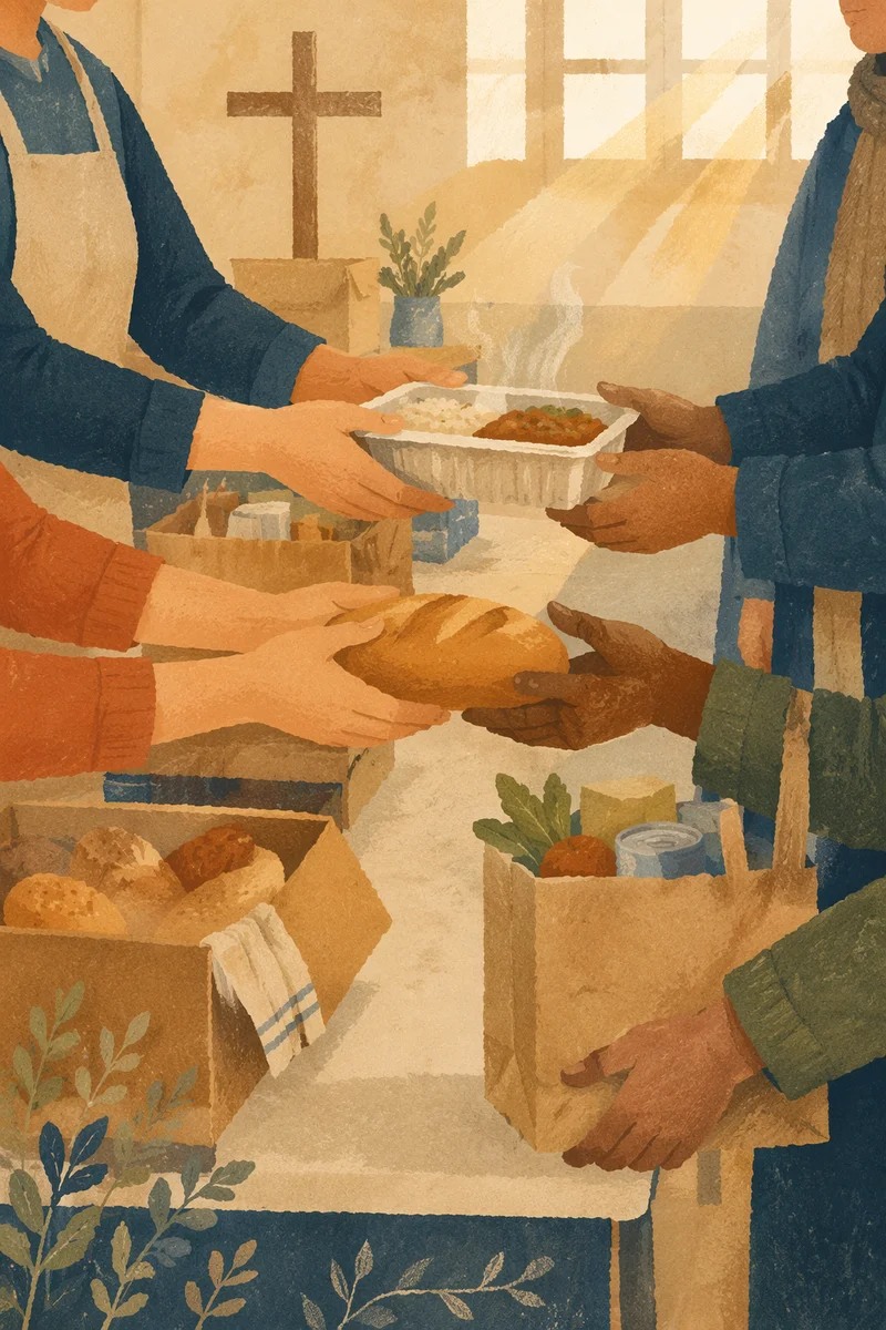 Hands Serving Meals at Church Outreach