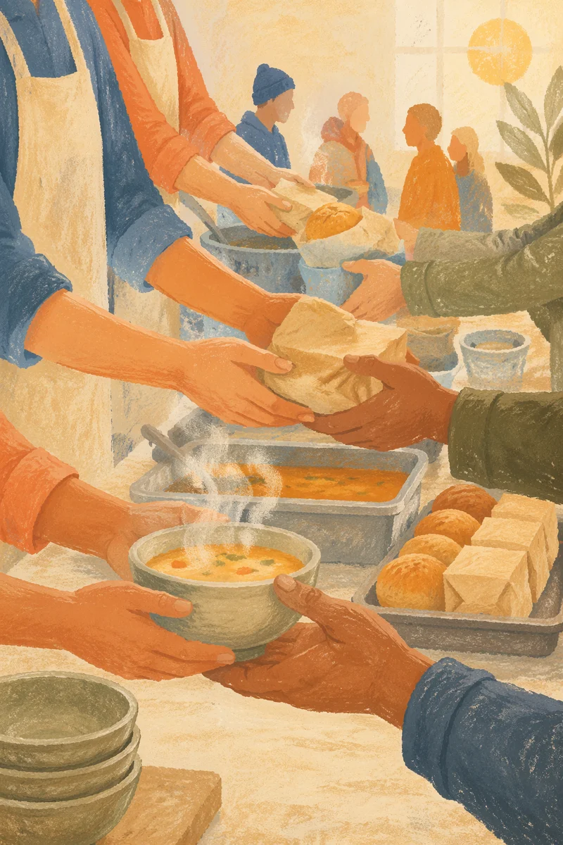 Church Hands Serving Warm Outreach Meals