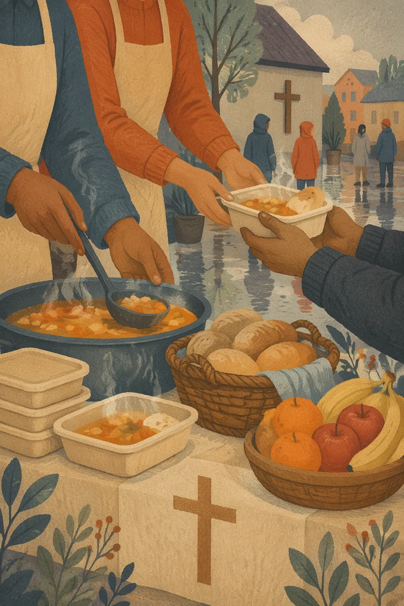 Church Outreach Hands Serving Warm Meals