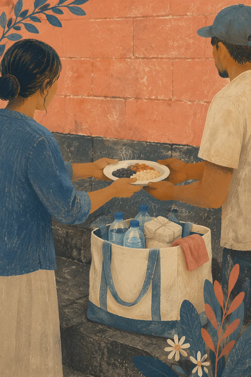 Church Outreach Food Handoff at Ministry Wall