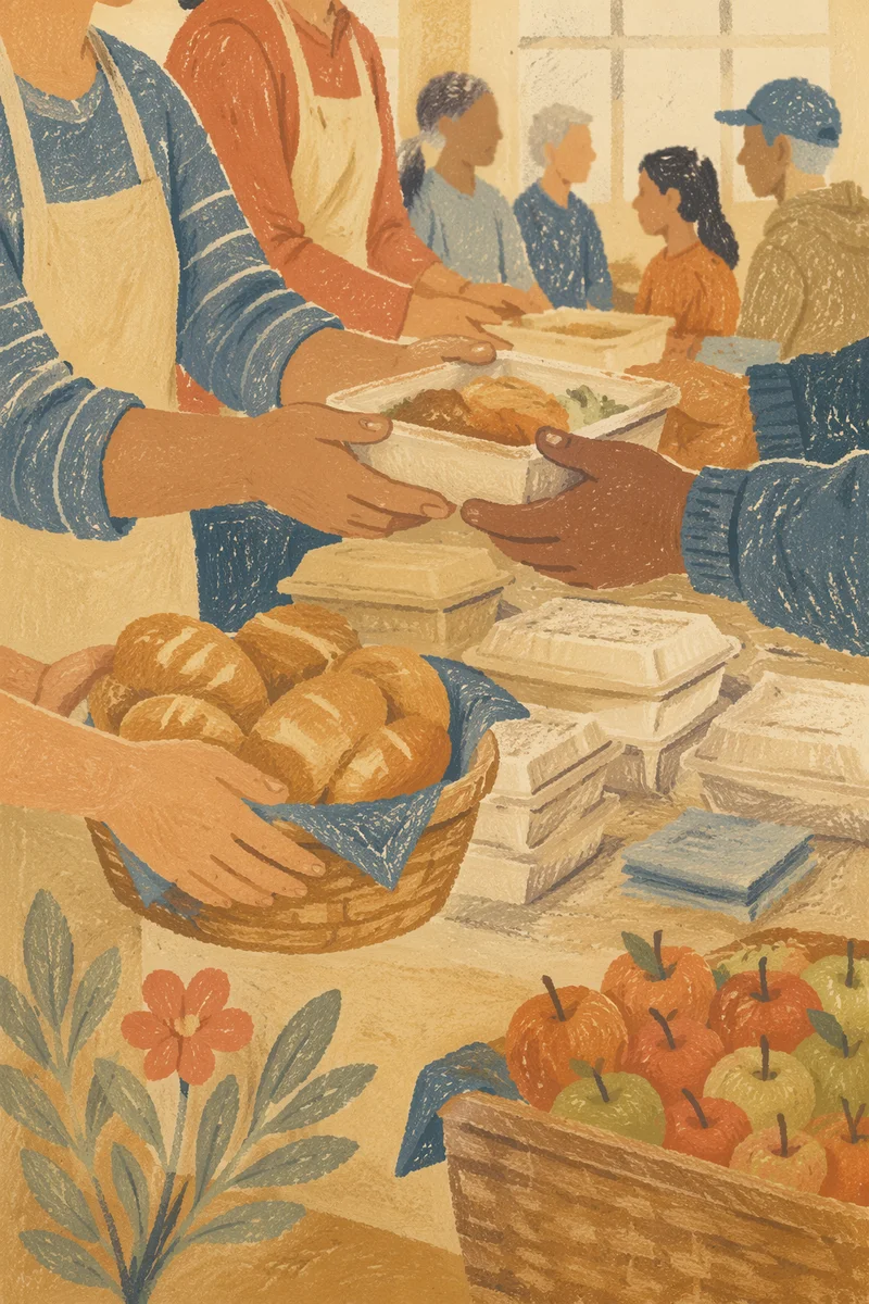 Church Volunteers Sharing Meals with Neighbors