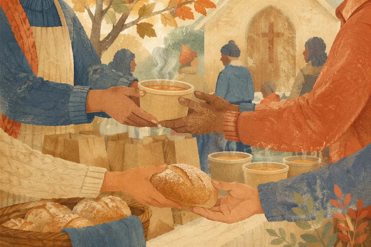 Church Outreach Hands Sharing Warm Meals