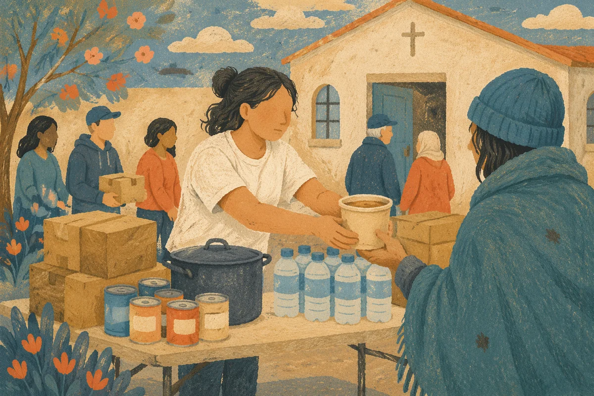 Church Outreach Hands Sharing Warm Food