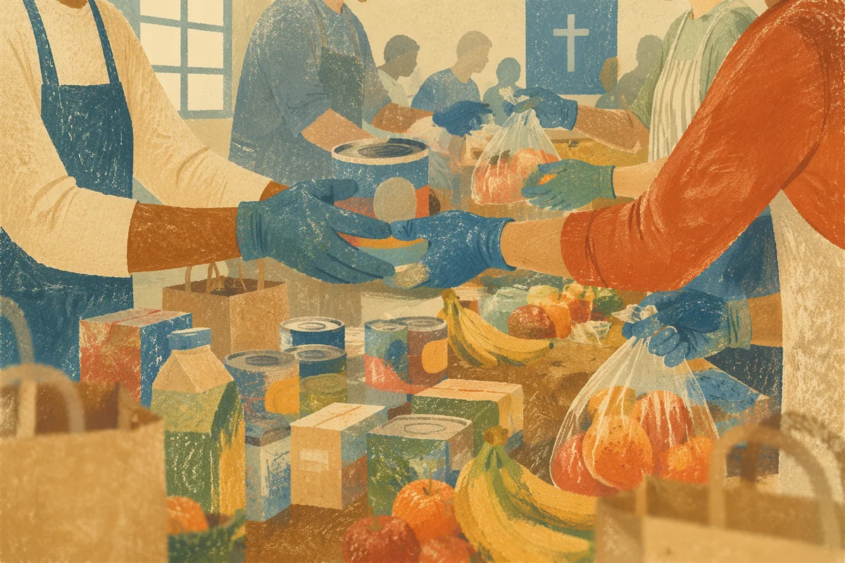 Church Volunteers Sharing Food With Care