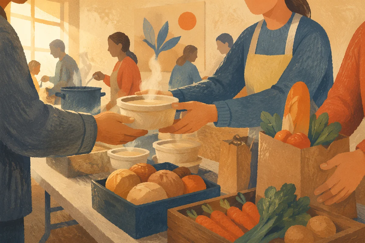 Church Hands Sharing Warm Meals